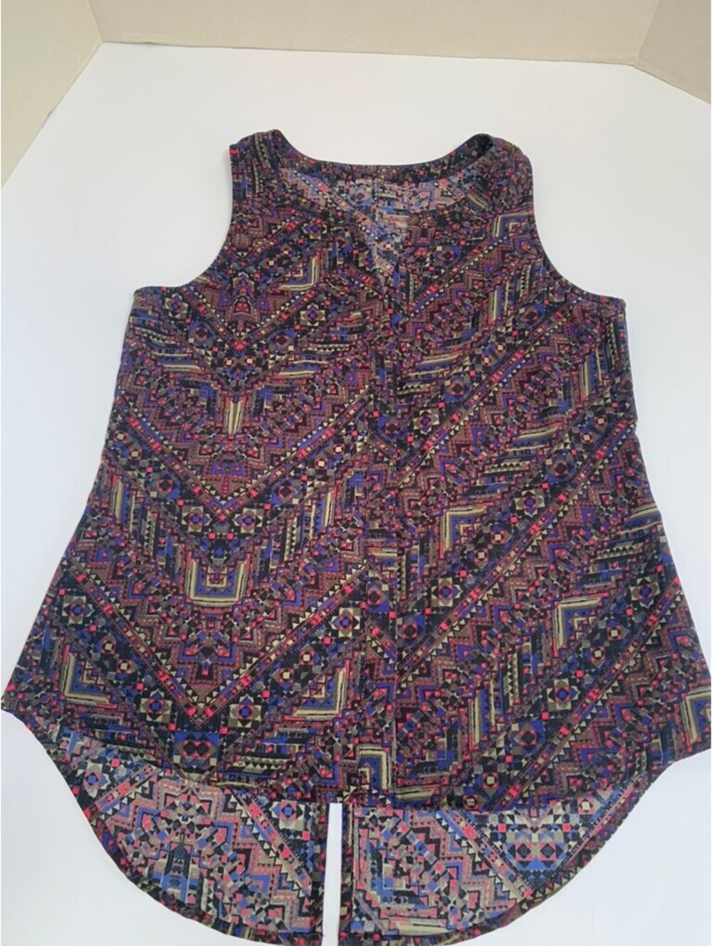 Sanctuary Clothing Multicolor Geometric Split Back High Low Tank Top Sz S